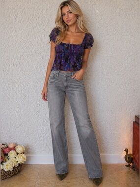 Lucky Brand Gray Mid-Rise Straight Jeans